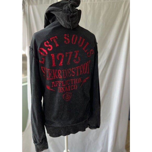 Affliction American Customs Patriotic Reversible lace overlay Sweatshirt Large - Picture 9 of 9